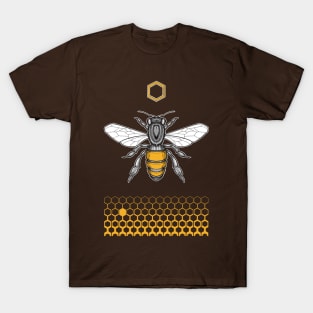 bee and hexagonal pattern T-Shirt